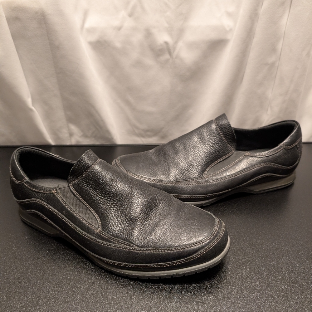 Men's Black Leather Slip-On Shoes Size 10 By Rockport.